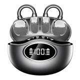 YAGUFE Open Ear Clip Wireless Earbuds Q86 Bluetooth 5.3, Sports Earphones Built-in Microphone with Earhooks & Ear Hook, Wireless Charging Case & Display, Waterproof Fitness Headphones for Running