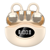 YAGUFE Open Ear Clip Wireless Earbuds Q86 Bluetooth 5.3, Sports Earphones Built-in Microphone with Earhooks & Ear Hook, Wireless Charging Case & Display, Waterproof Fitness Headphones for Running