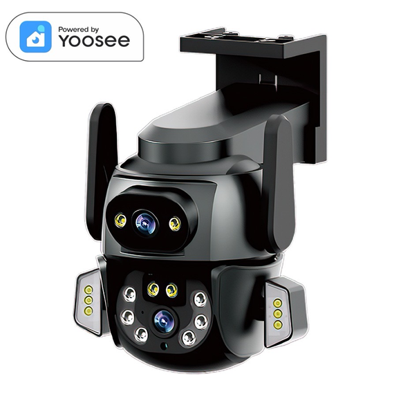 YAGUFE 4K LTE Cellular Security Camera,Dual lenses, 360-degree surveillance Color Night Vision, Local/Cloud Storage, Go PT Ultra+SP, Updated Version Q821(12V)