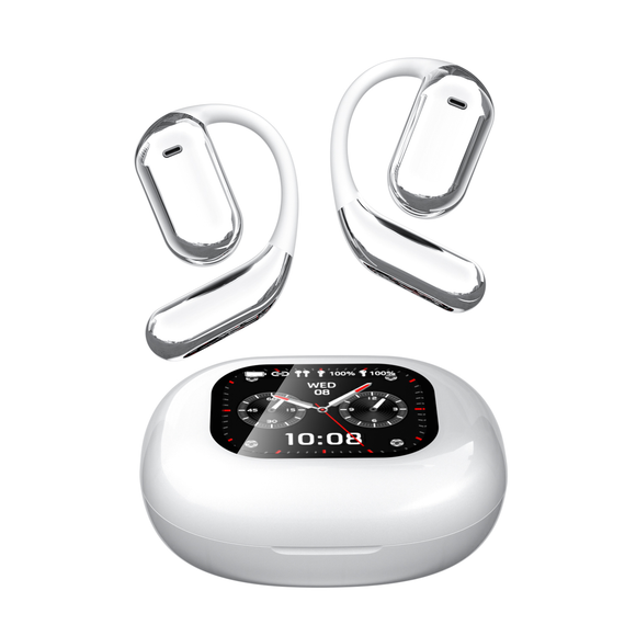 YAGUFE Open Ear Clip Wireless Earbuds Q16 PRO Bluetooth 5.3, Sports Earphones Built-in Microp0hone with Earhooks & Ear Hook, Wireless Charging Case & Display, Waterproof Fitness Headphones for Running