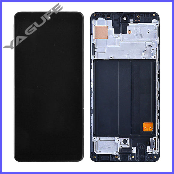 YAGUFE Ensemble numériseur d'écran LCD avec cadre pour Samsung Galaxy A51 2019 A515F (Incell) - Prism Crush Black (sans capteur d'empreintes digitales) 