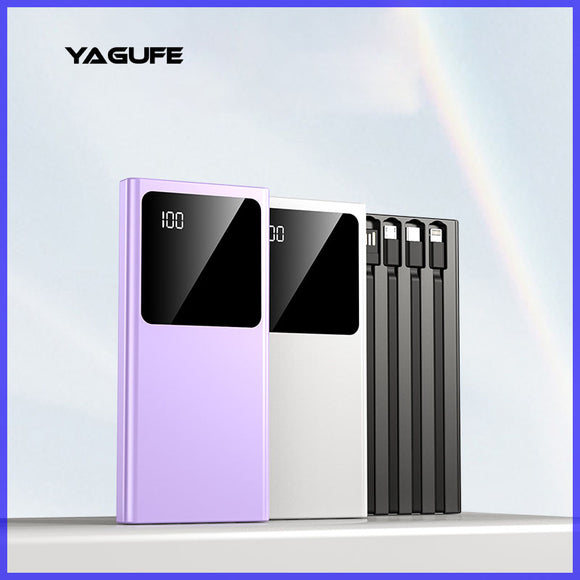 Fast Charging 66w Power Bank 10000mAh Portable Charger with Built in 4 Cables with LED Display Flashlight Phone Charger Power Bank Battery Pack