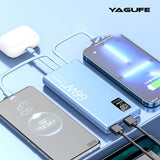 Cargador portátil de carga rápida de 20000 mAh, 66 W, con 4 cables integrados y pantalla LED, linterna, cargador de teléfono, batería externa 