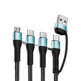 YAGUFE 100W Super Fast Charging 5-in-1 Data Cable 2-in-3 Compatible with Apple Huawei Xiaomi Android Type-C Charging