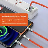 YAGUFE One-to-Three Glowing Data Cable 120W Super Fast Charging Geek Cable Compatible with TYPE-C Three-in-One Charging Cable