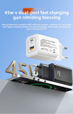 YAGUFE New Gan European Standard 45W Small Fast Charge for iPhone Samsung Charger 45W European Standard AC Charger