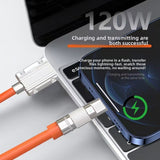 YAGUFE 120W Zinc Alloy Charging Cable Thickened Suitable for Android Apple Huawei Super Fast Charging with Light Mobile Phone Data Cable
