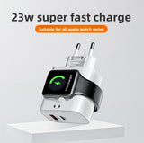 YAGUFE 23W European Standard Apple 16 Watch Three-in-One Wireless Charger Applicable Applewatchs10 Charging Head Apple 15 Fast Charge