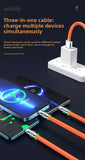 YAGUFE One-to-Three Glowing Data Cable 120W Super Fast Charging Geek Cable Compatible with TYPE-C Three-in-One Charging Cable