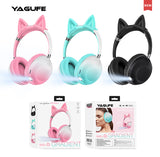 Auriculares Bluetooth con orejas de gato desmontables, auriculares inalámbricos con orejas de gato para niños y niñas, auriculares con luz RGB K62 