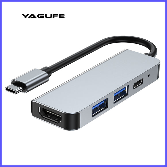 USB C Hub YAGUFE Docking station 4-in-1TYPE-C to HDMI+USB3.0 * 1+USB2.0 * 1+PD with USB-C Data Port Type C,SD/Micro SD Card Reader USB C Dongle Multiport Adapter for MacBook Air/Pro, iPad Pro M1