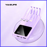 Carga rápida 66w Power Bank 20000mAh Cargador portátil con 4 cables incorporados con pantalla LED Linterna Cargador de teléfono Power Bank Batería 