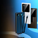 Carga rápida 66w Power Bank 20000mAh Cargador portátil con 4 cables incorporados con pantalla LED Linterna Cargador de teléfono Power Bank Batería 