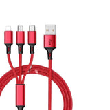 Metal Nylon Braided 3-in-1 Data Cable Android Type-C 3-in-1 USB Fast Charging Quick Gift Charging Cable