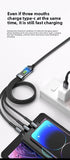 YAGUFE New Transparent 100W Fast Charging 3-in-1 Data Cable Compatible with Apple Android Huawei