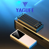 Carga rápida 66w Power Bank 20000mAh Cargador portátil con 4 cables incorporados con pantalla LED Linterna Cargador de teléfono Power Bank Batería 