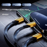 YAGUFE 120W Charger Cable Metal Braided Data Cable 3-in-1 Type-C Super Fast Charging Car Charger One-to-Three Universal