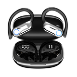 YAGUFE Open Ear Clip Wireless Earbuds Q15 Bluetooth 5.3, Sports Earphones Built-in Microphone with Earhooks & Ear Hook, Wireless Charging Case & Display, Waterproof Fitness Headphones for Running