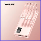 Cargador portátil de carga rápida de 20000 mAh, 66 W, con 4 cables integrados y pantalla LED, linterna, cargador de teléfono, batería externa 