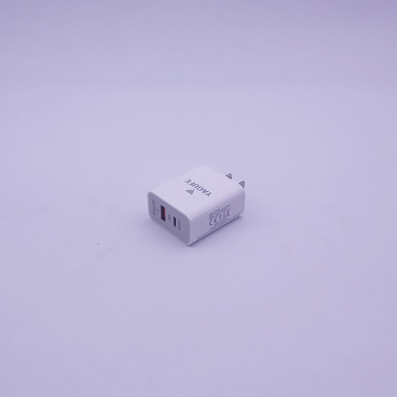YAGUFE TYPE-C PD20W Chargeur ultra rapide à double sortie à puissance réelle FB-630 pour téléphones mobiles disponible selon les normes américaines et européennes 