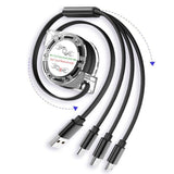 YAGUFE 1-to-3 Retractable Metal Data Cable Three-in-One Charging Cable Compatible with Android Type-C Gift Promotion