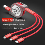 YAGUFE 1-to-3 Retractable Metal Data Cable Three-in-One Charging Cable Compatible with Android Type-C Gift Promotion