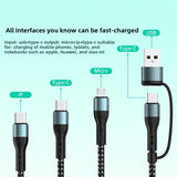 YAGUFE 100W Super Fast Charging 5-in-1 Data Cable 2-in-3 Compatible with Apple Huawei Xiaomi Android Type-C Charging