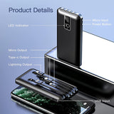 Cargador portátil Power Bank 10000mAh Pantalla LED Batería externa de alta velocidad 4 puertos para teléfonos inteligentes, teléfonos Android, iPhone, tabletas 